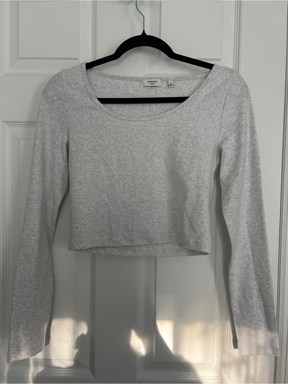 Aritzia Light Gray Long-Sleeve Cropped Tee